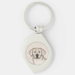 Konstnärlig bild av Creme Labrador Retriever - Söt Swirl Silverfärgad Nyckelring