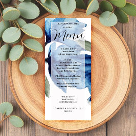 Konstnärlig blå Blommigt Vattenfärg Hand-målad Meny