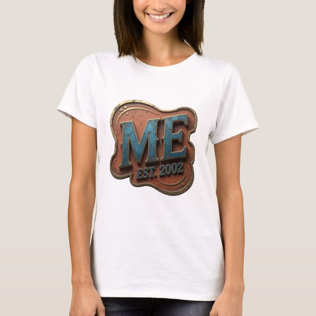 Konstnärlig blå ME EST 2002 Statement-design T Shirt (Framsida)
