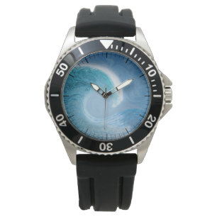 Konstnärlig blå våg armbandsur