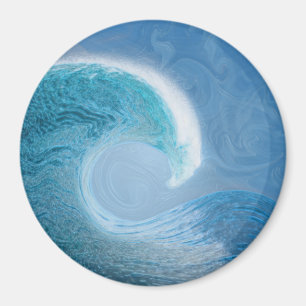 Konstnärlig blå våg magnet