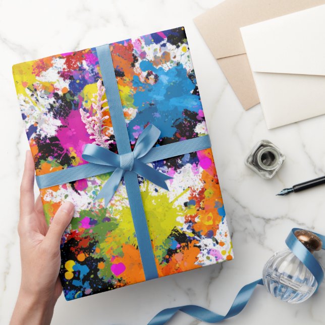Konstnärlig bläckstänk flerfärgad abstrakt mönster presentpapper (Gifting)