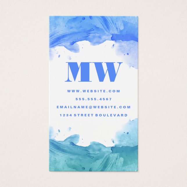 Konstnärlig blåfärgad Grönt Visitkort (Framsidan)