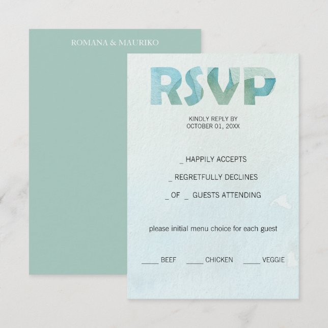 Konstnärlig blåfenad vattenfärgsgrafik OSA kort (Fram/baksida)