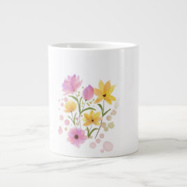 Konstnärlig blomkruka i akvarell för kaffe jumbo mugg