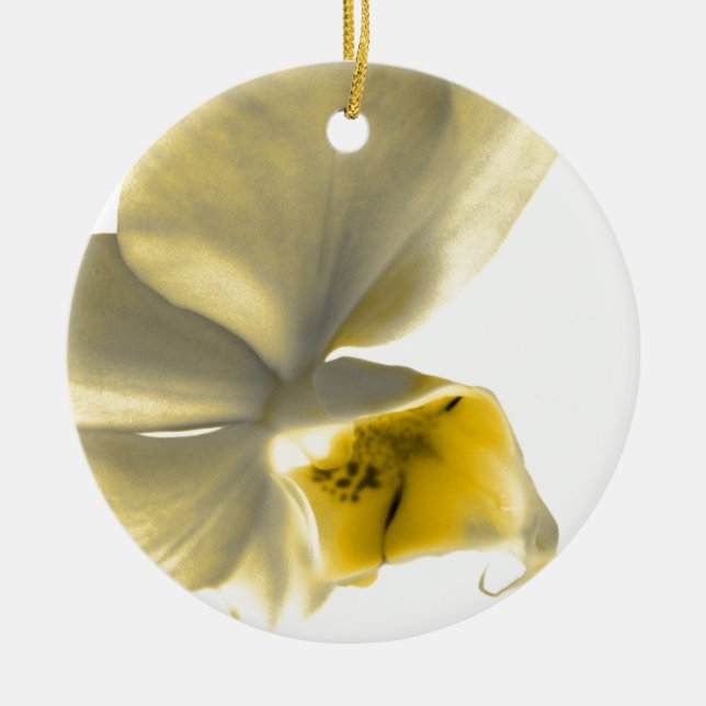 Konstnärlig blomma i gula toner julgransprydnad keramik (Framsidan)