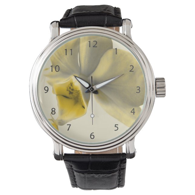 Konstnärlig blomma i Gult Tones Armbandsur (Framsida)