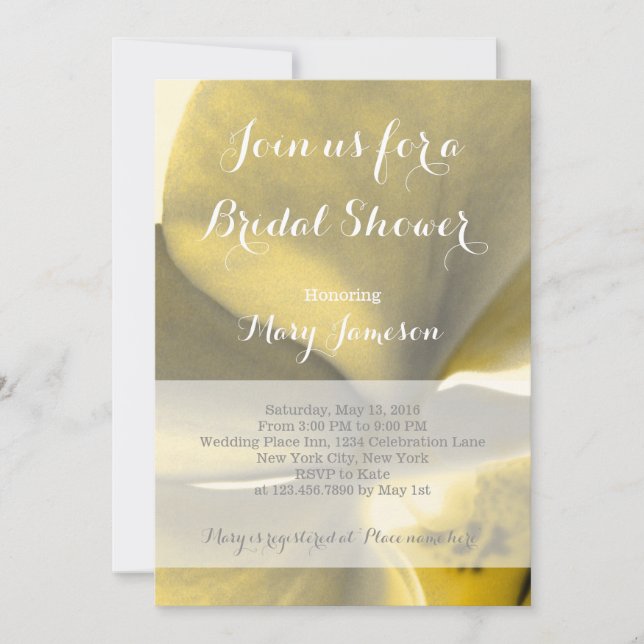 Konstnärlig blomma i Gult Tones - Möhippa Inbjudningar (Framsida)