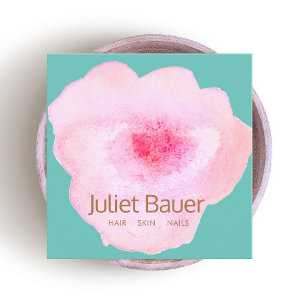 Konstnärlig Blommigt av Rosa Vattenfärg Fyrkantigt Visitkort