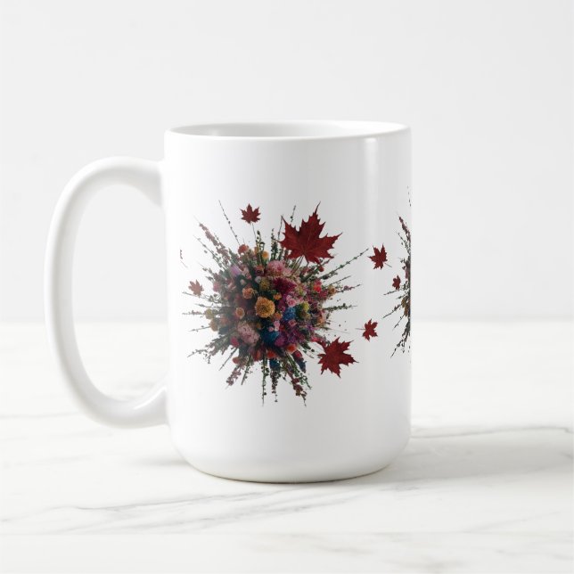 Konstnärlig Blommigt Burst Design Coffee Mugg (Vänster)