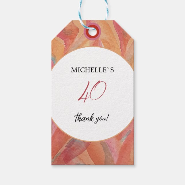 Konstnärlig Blommigt Fjädrar Pastel Watercolor Presentetikett (Framsidan)