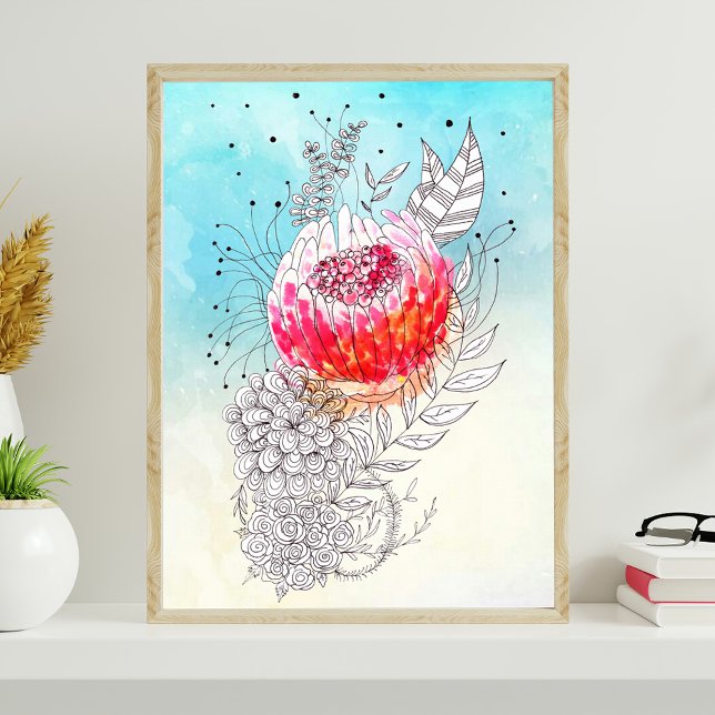 Konstnärlig Blommigt Konstnärlig vattenfärgsdocka Poster (Skapare uppladdad)