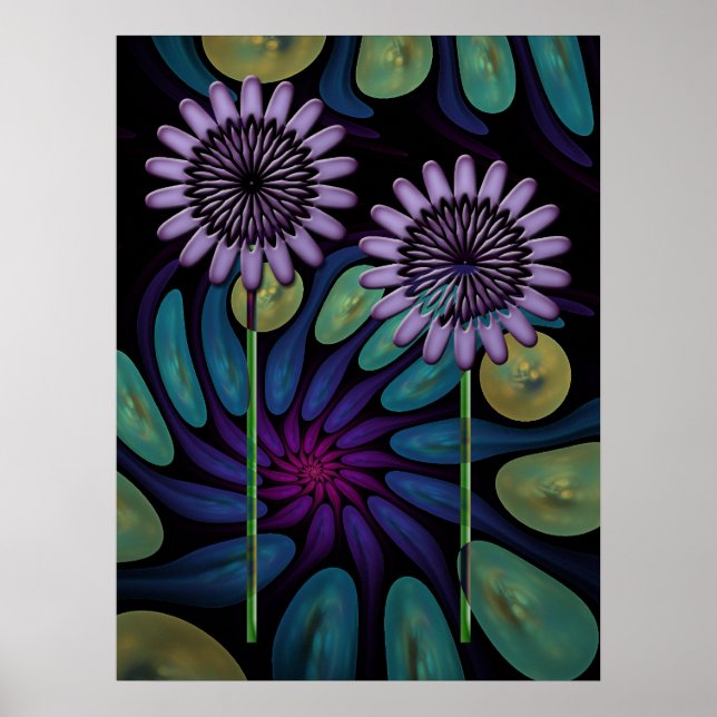 Konstnärlig Blommigt poster med Spiral-bakgrund (Framsidan)