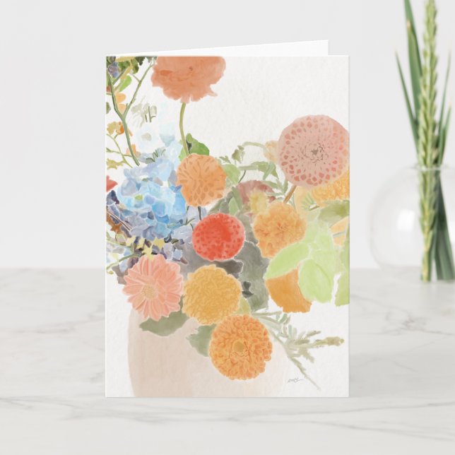 Konstnärlig blomsterakvarellkort kort (Framsida)