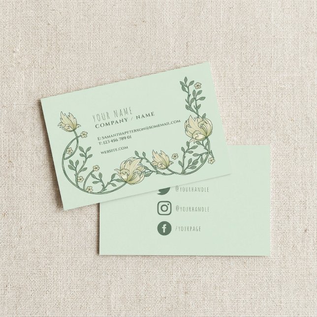 Konstnärlig blomsterdekor för sociala medier föret visitkort (Art decor floral social media business card.)