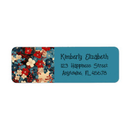 Konstnärlig blomsteretikett med returadress etikett