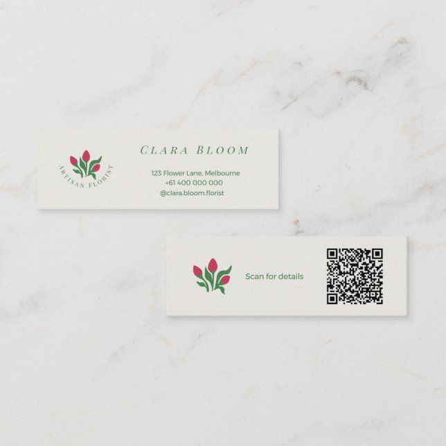 Konstnärlig Blomsterhandlare Minimalistisk Botanis (Fram/baksida)