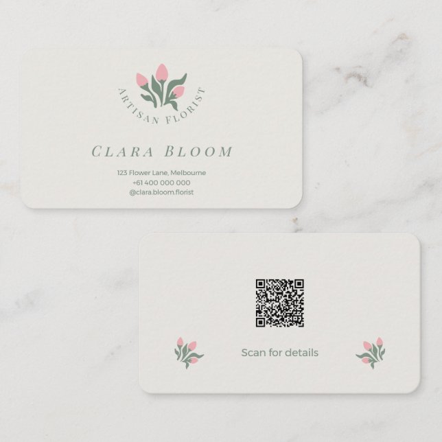 Konstnärlig Blomsterhandlare Minimalistisk Botanis Visitkort (Fram/baksida)