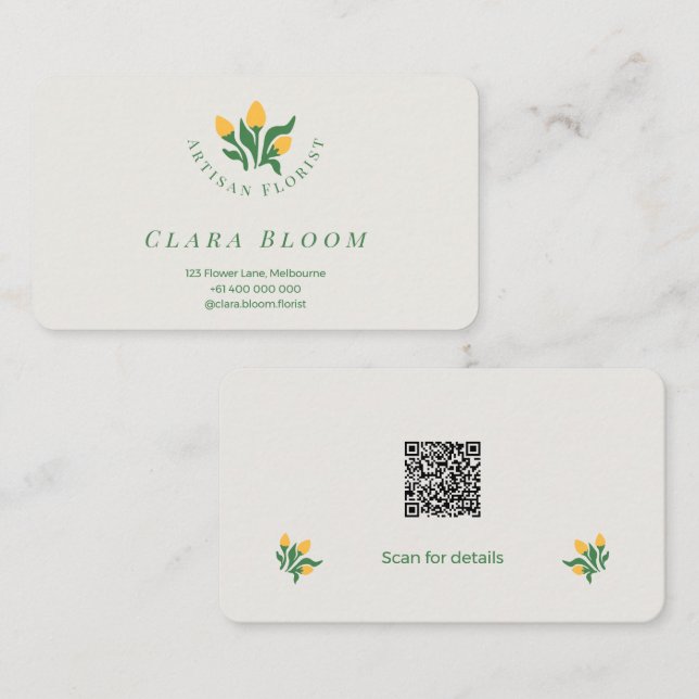 Konstnärlig Blomsterhandlare Minimalistisk Botanis Visitkort (Fram/baksida)