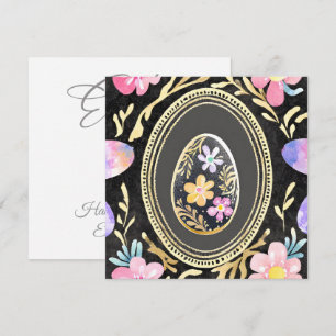 Konstnärlig blomsterillustration av påskägg med gu julkort