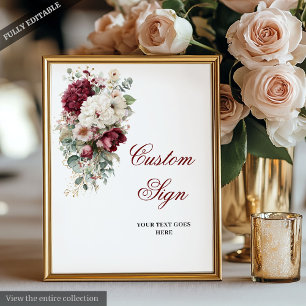 Konstnärlig Boho Burgundy Ro Bröllop Anpassningsba Poster