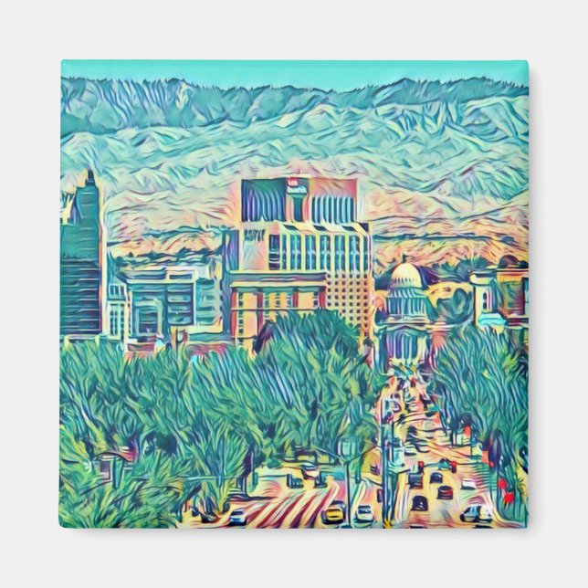 Konstnärlig Boise Idaho Magnet (Framsidan)