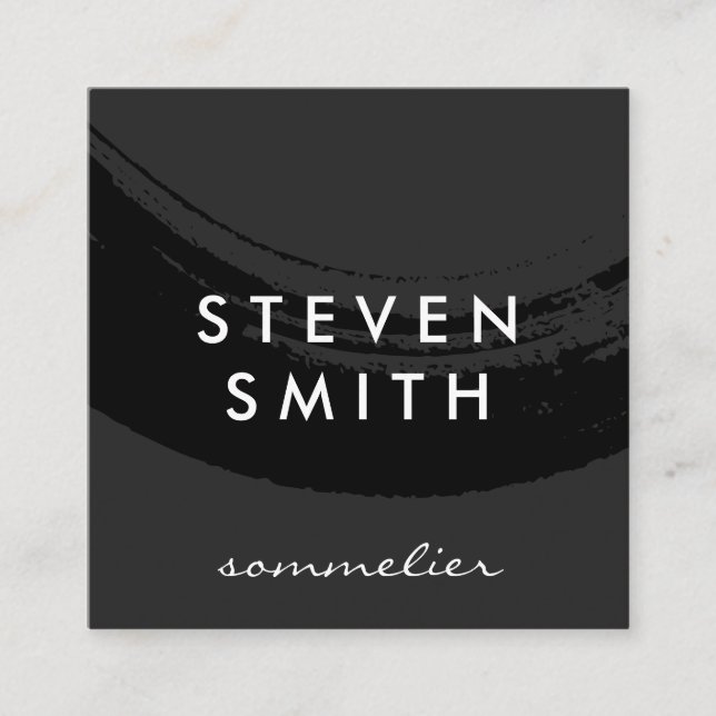 Konstnärlig brushsvart på svart fyrkantigt visitkort (Framsida)
