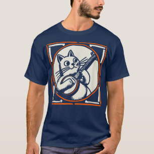 Konstnärlig Cat Banjo Player Fånig Music Art Graph T Shirt