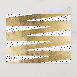 Konstnärlig Chic Guld & Black Zigzag & Abstrakt Vykort