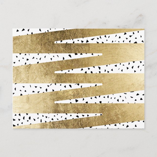 Konstnärlig Chic Guld & Black Zigzag & Abstrakt Vykort (Framsida)