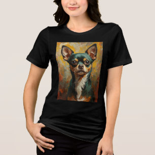 Konstnärlig Chihuahua Porträtt Vibrant-Oljemålning T Shirt