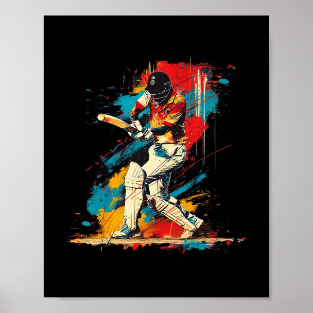 Konstnärlig cricketspelare om abstrakt konstcricke poster (Framsidan)