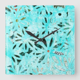 Konstnärlig Daisy med blandade media Fyrkantig Klocka