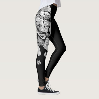Konstnärlig damasker för svart Collage för Leggings
