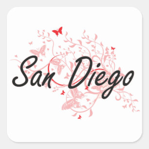 Konstnärlig design för San Diego Kalifornien stad Fyrkantigt Klistermärke
