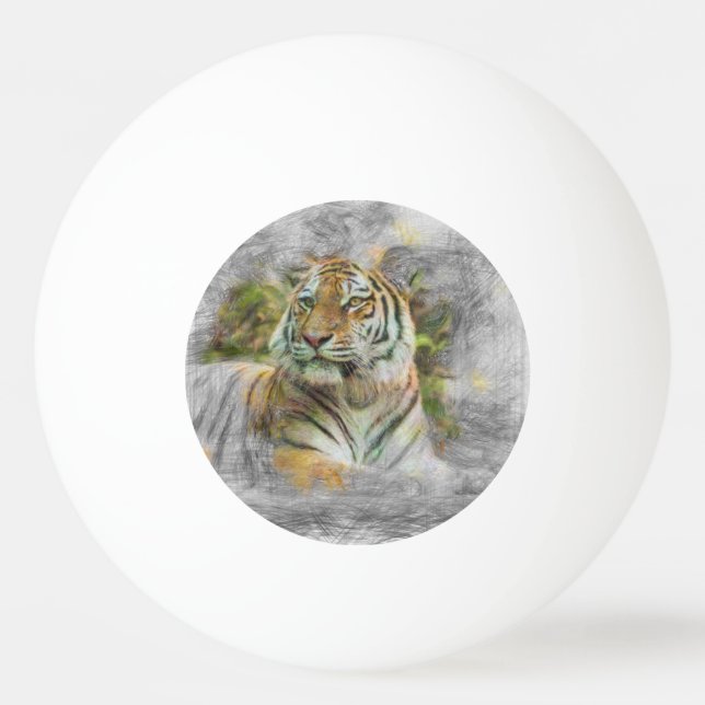 Konstnärlig djurtiger 3 pingisboll (Framsidan)