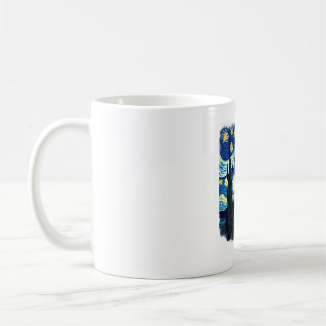 Konstnärlig Dragonfly Shirt Van Gogh Starry Night  Kaffemugg (Vänster)