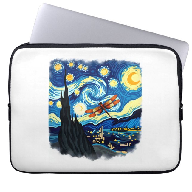 Konstnärlig Dragonfly Shirt Van Gogh Starry Night  Laptop Fodral (Framsidan)