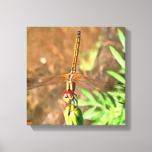 Konstnärlig Dragonfly som vilar på ett underordnat Canvastryck