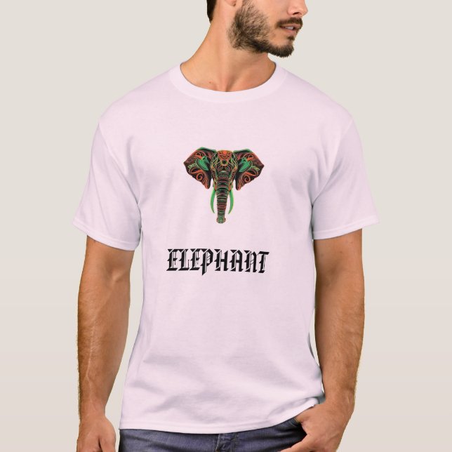Konstnärlig Elefant Grafisk T-Shirt – Majestätisk  (Framsida)