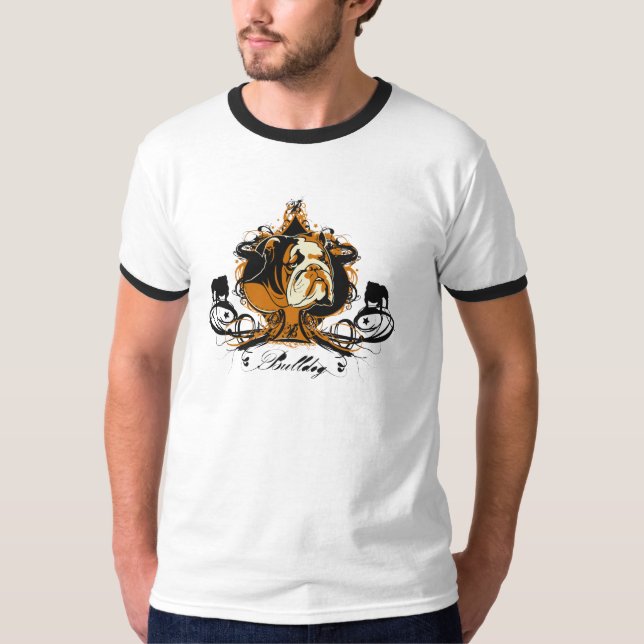 Konstnärlig engelsk bulldoggaveldesign t-shirt (Framsida)