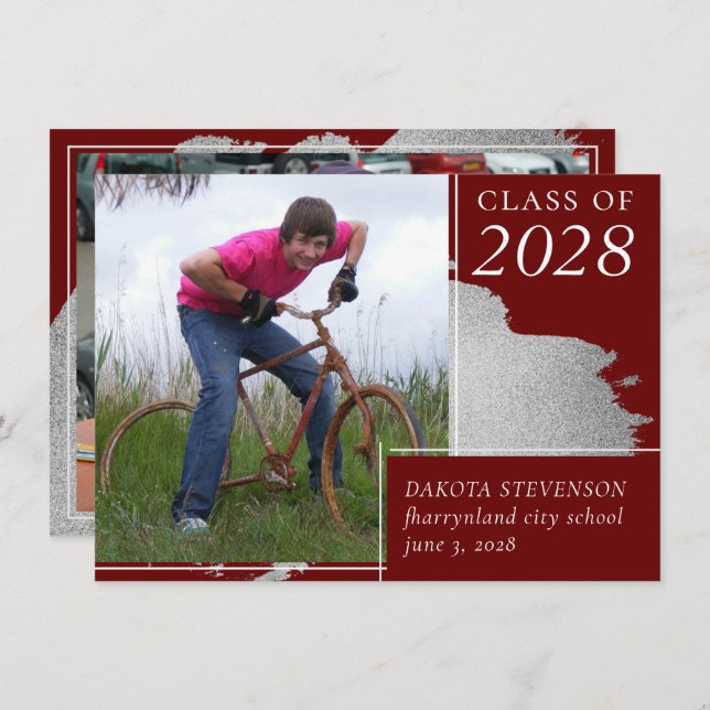 Konstnärlig examen | Mörkröd Silver Fläck 2 Foto Meddelande (Fram/baksida)