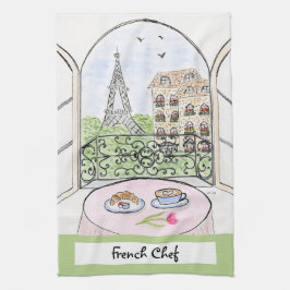 Konstnärlig fantasifull Paris Eiffeltornet Fransk Kökshandduk
