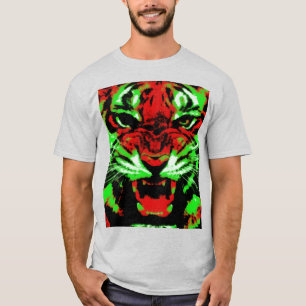 Konstnärlig färg för röd och Grönt Ansikte T Shirt