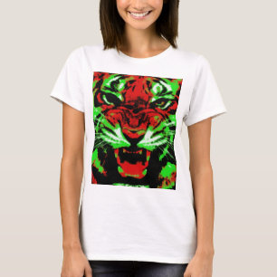 Konstnärlig färg för röd och Grönt Ansikte T Shirt