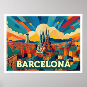 Konstnärlig färg i Barcelona Spanien Poster