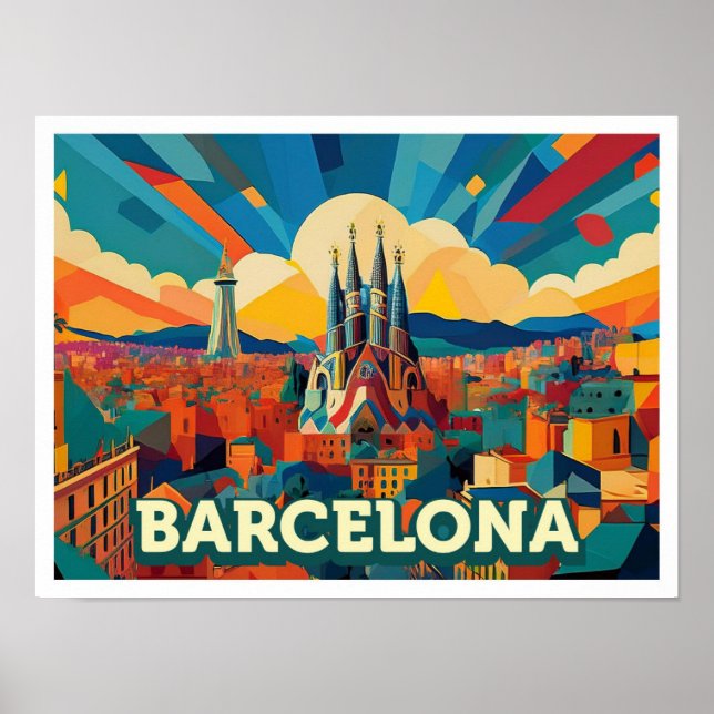 Konstnärlig färg i Barcelona Spanien Poster (Framsidan)