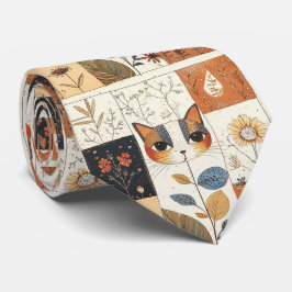 Konstnärlig färglös Art nouveau Cute Cat Mönster Slips