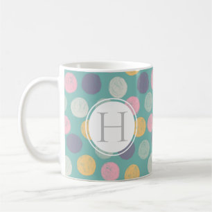 Konstnärlig färglös pastellpolka, punktmonogram kaffemugg