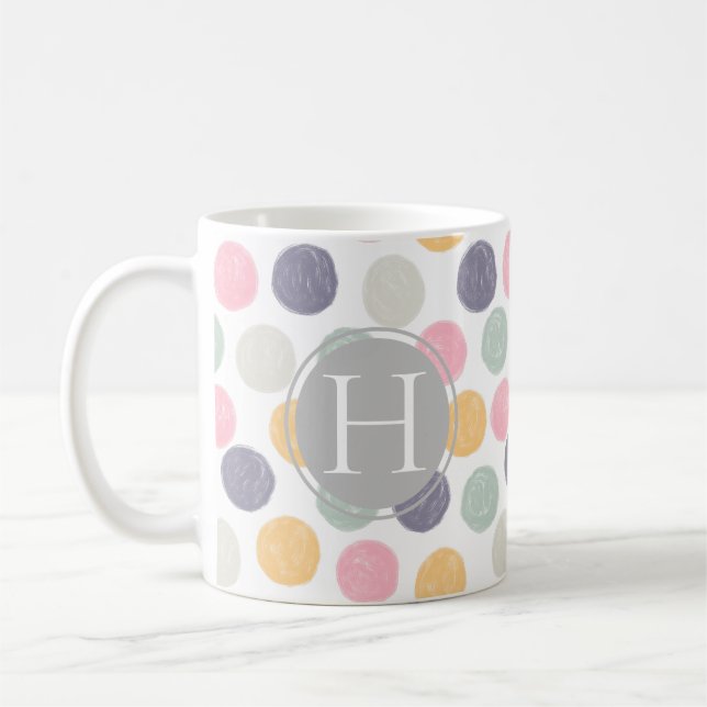 Konstnärlig färglös pastellpolka, punktmonogram kaffemugg (Vänster)
